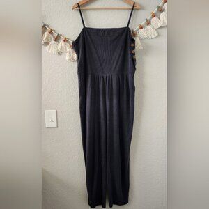 Anthropologie Saturday Sunday Tencel Ribbed Square Neck Gray Relaxed Jumpsuit L